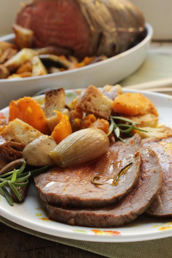 roast beef con panzanella di verdure autunnali