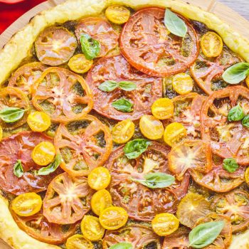 Sfoglia veloce con pomodori e pesto