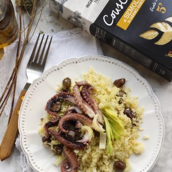 Insalata di cous cous con polpo olive e sedano