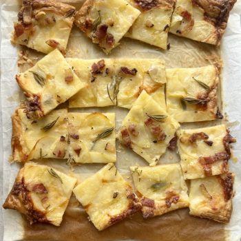 sfoglia croccante con patate e guanciale