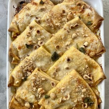 crêpes con zucca e nocciole